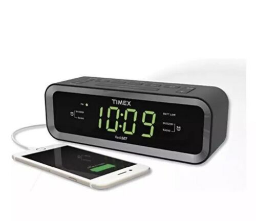 TIMEX T236BQX DUAL ALARM CLOCK RADIO WITH 1 AMP USB PORT FOR SMARTPHONE CHARGING