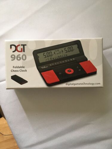 DIGITAL CHESS CLOCK TIMER DGT 960 BONUS DELAY FOLDING RED BLACK NEW MODEL