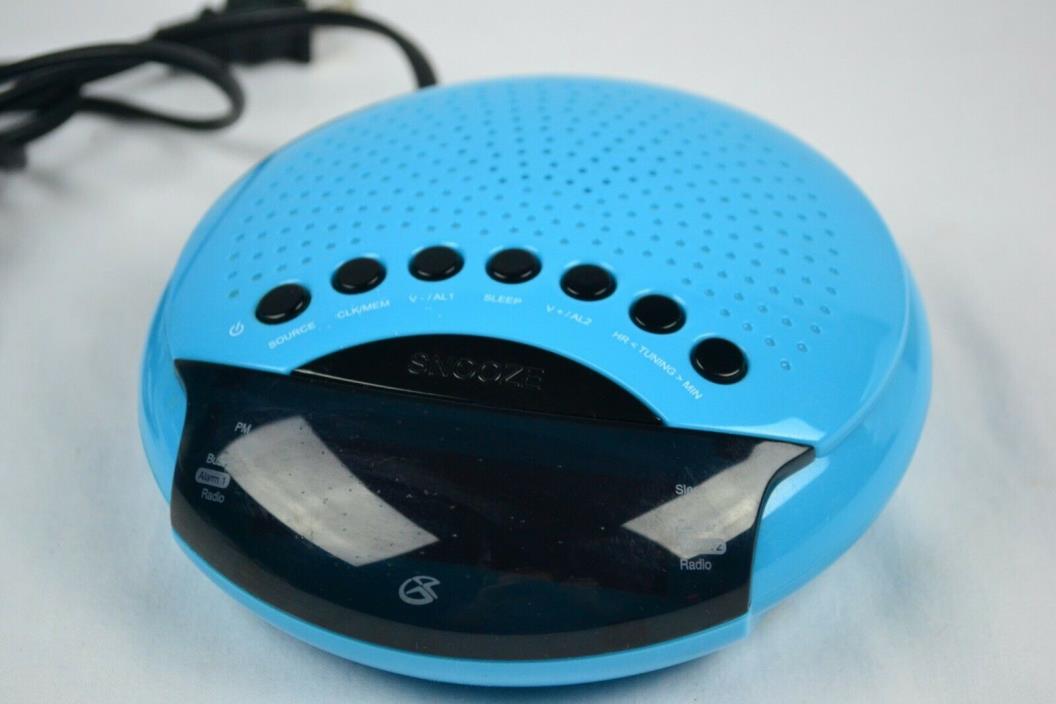 GPX Clock Radio With Dual Alarms, Bright Blue
