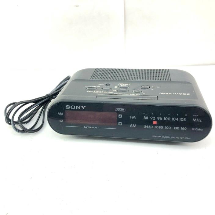 Sony Dream Machine AM/FM Clock Radio ICF-C243 Battery Back Up Alarm Clock
