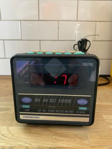 Vintage~Soundesign Clock Radio~Alarm~Cassette~3634BLK~Electronic~