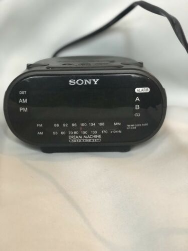Sony ICF-C318 Dream Machine Dual Alarm Clock Radio Auto Time Set Black Tested