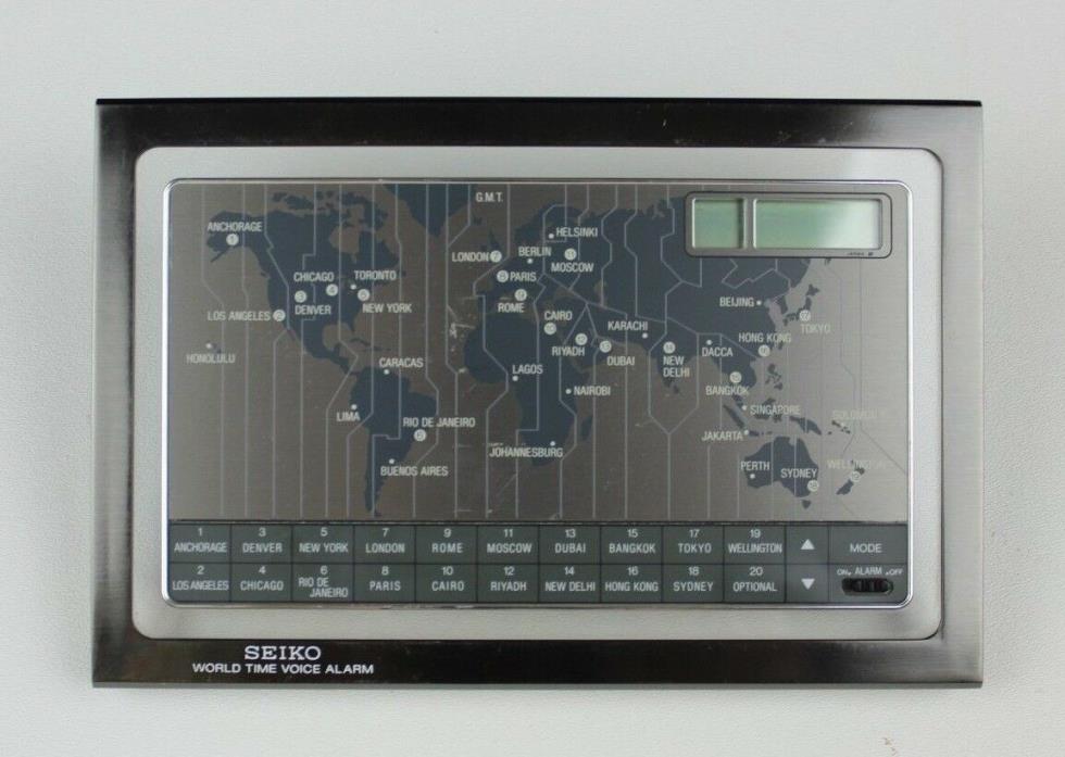 Vintage 80's Seiko World Time Talking Voice Alarm Clock - Made in Japan - Works