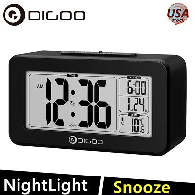 Digoo Date Snooze Blcaklight LCD Digital Sensitive Thermometer Desk Alarm Clock