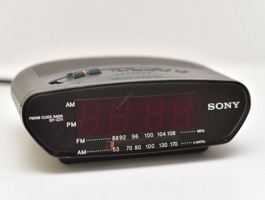 SONY ICF-C211 Dream Machine AM/FM Alarm, Snooze Clock Radio Black Tested/Works