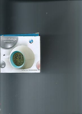 7 Color Changing Alarm Clock Mini Digital LED Thermometer C/F Day/Date