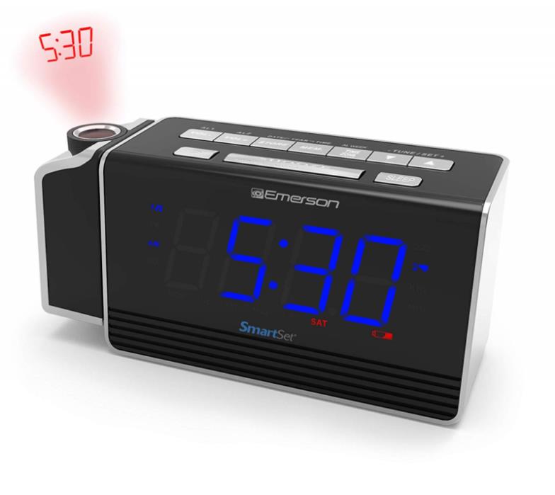 Emerson SmartSet Projection Alarm Clock Radio with USB Charging for Iphone/Ipad/