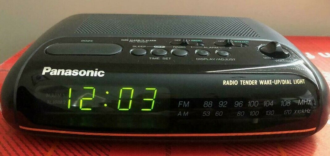 PANASONIC RC-6099 Digital Clock Radio, AM/FM, Dual Alarms, GREEN Display, Works