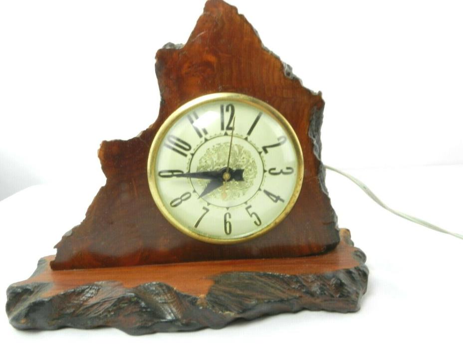 Vintage CALIFORNIA REDWOOD Mantel Clock Lanshire Beautiful