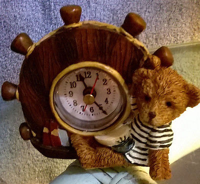 Sailor Teddy Bear Nautical Desk Clock for Beach, Ocean and Seashore Decor