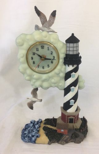 Resin Lighthouse Clock With Seagulls Nautical