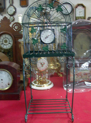 Large Metal Green Bird Cage Desk/Shelve/Mantel Clock  ( Quartz)  (New No Box)