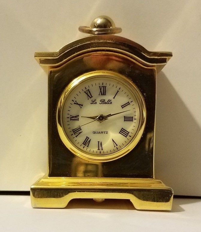 Le Bella Mini Brass Clock Mantle Style  appx. 2