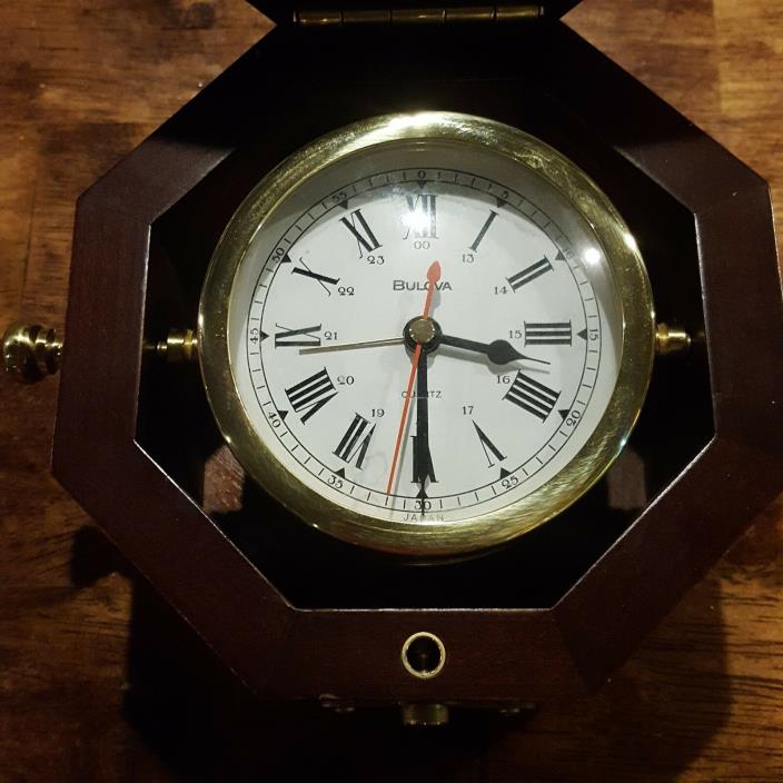 Bulova B7910 Quartermaster Maritime Clock Table Desk Quartz Japanese Movement