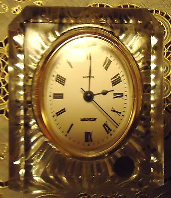 CRYSTAL D' ARGUS FRANCE LEAD CRYSTAL DESK/MANTEL CLOCK..QUARTZ..PERFECT FOR DESK