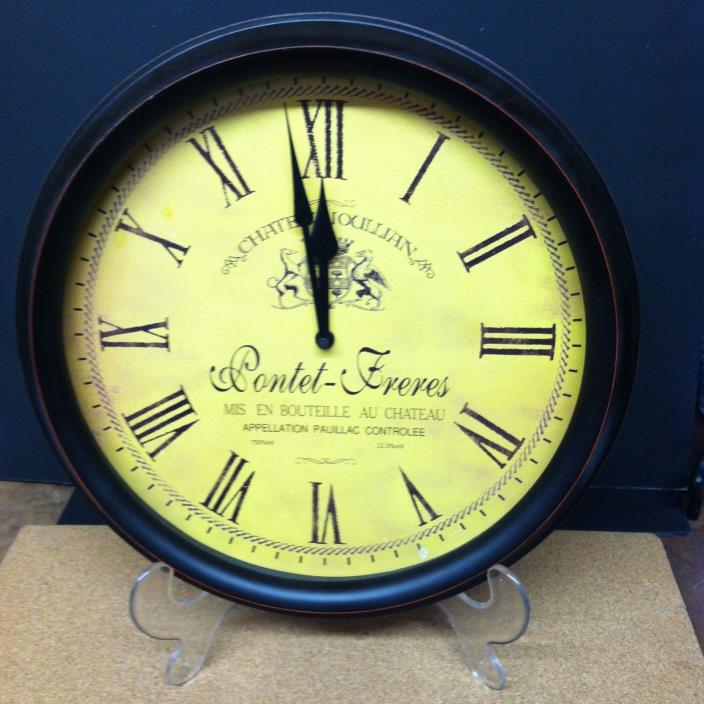 CHATEAU CLOCK- YELLOW FACE -BATTERY RUN