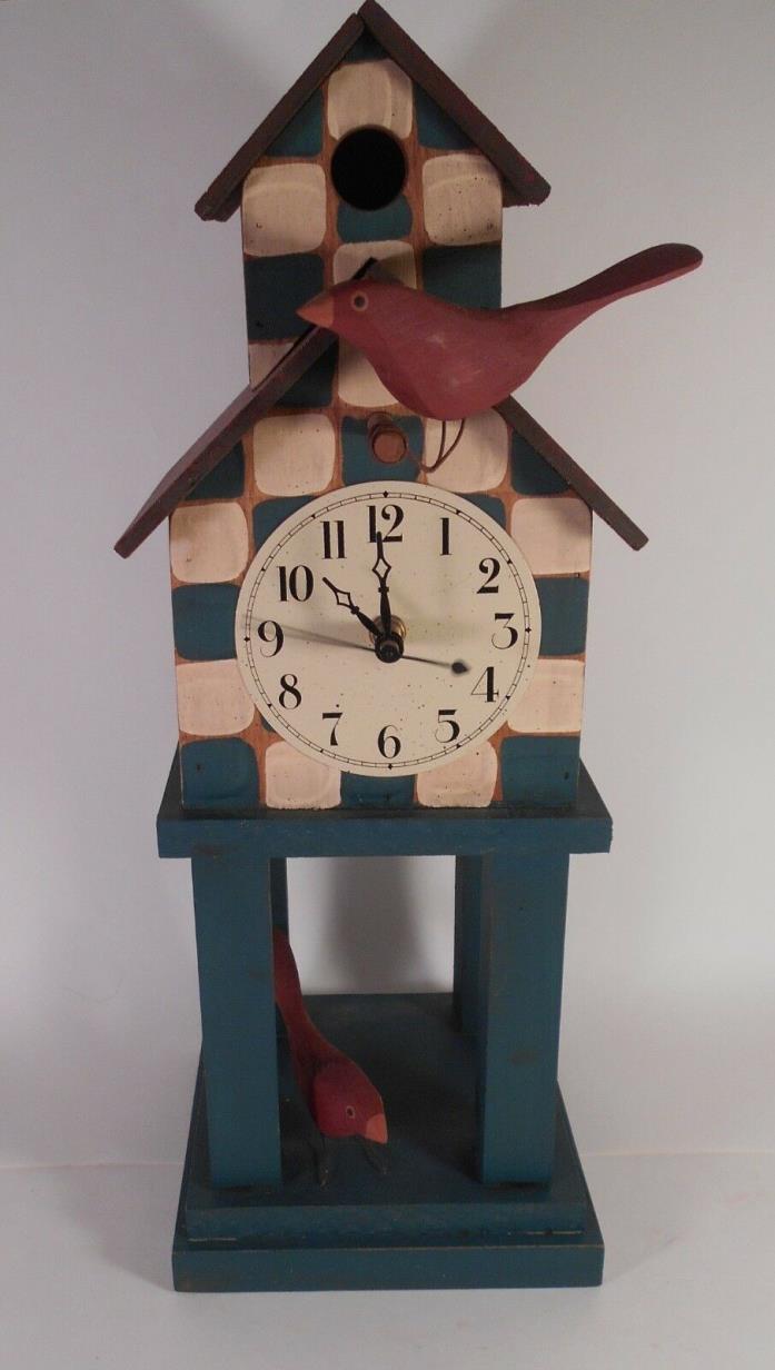 Wooden Bird House Clock Country Decor