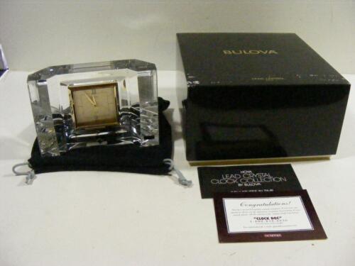 Bulova Hoya Lead Crystal Clock Shelf Mantle with Original Box