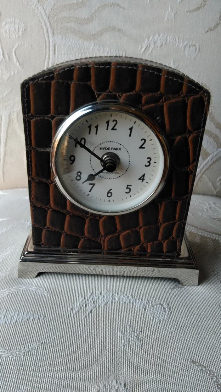 HYDE PARK ~ Marylebone Mantel Clock ~ Faux CROC Leather ~ Battery Operated