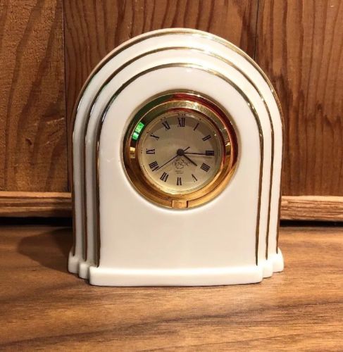 LENOX Porcelain Table CLOCK Art Deco Ivory With Gold Trim
