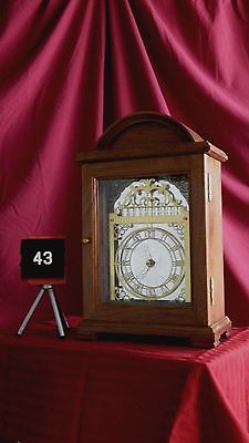 Walnut clock mirror back, table or mantel, triple chimes, battery