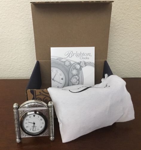 BRIGHTON DESERT PASSAGE Desk Clock ~ Silver NEW IN BOX W/ TAGS & DUST BAG