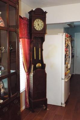 AWESOME ANTIQUE WATERBURY GRANDFATHER CLOCK 7' 6