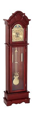 Coaster Traditional Brown Red Grandfather Clock with Chime Cherry