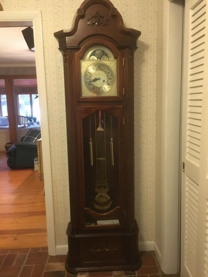 Beautiful Solid Wood & Brass Grandfather Clock - $297 (Coventry, RI)