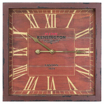 Yosemite Home Decor Red and Pink 16-Inch Wall Clock with Distressed Wooden Frame