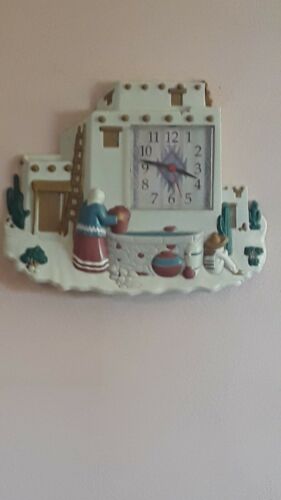 Southwest Theme~Mexico Pueblo Adobe Quartz Clock~Homco~Vintage