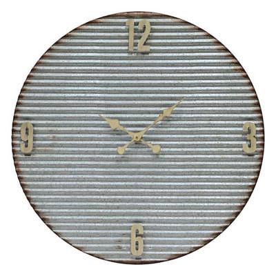 Cooper Classics Argus Corrugated Galvanized Metal Clock with Cream Accents