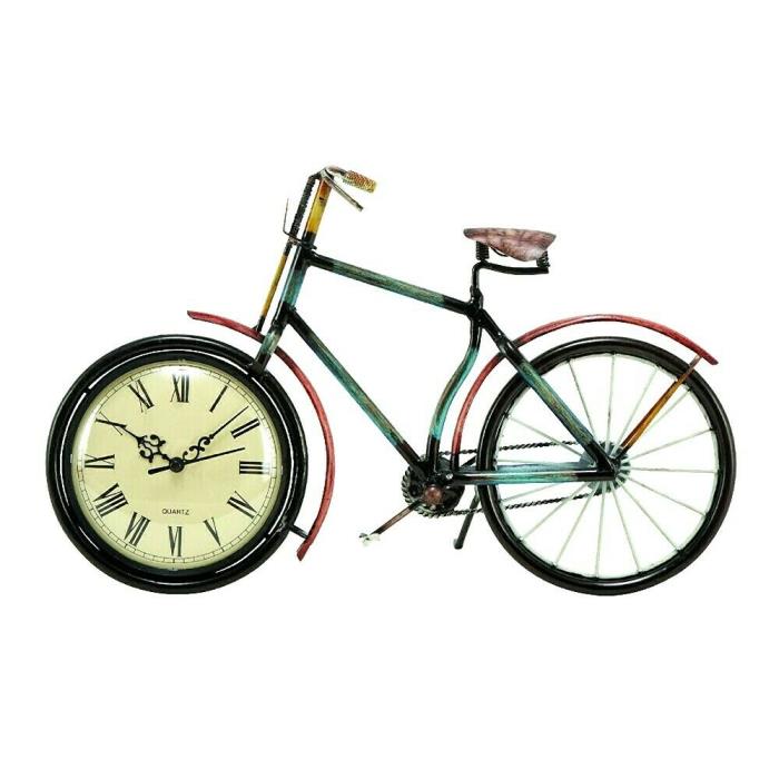 Benzara Cycle Shaped Metal Table Clock With Analog Display, Multicolor