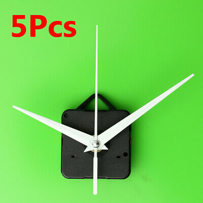 5Pcs White Hands Quartz Wall Clock Silent Movement Mechanism Repair Parts Kit