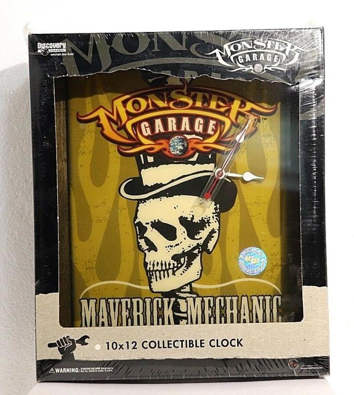 Discovery Channel MONSTER GARAGE Collectible Wall Clock  Skull Top Hat  Man Cave