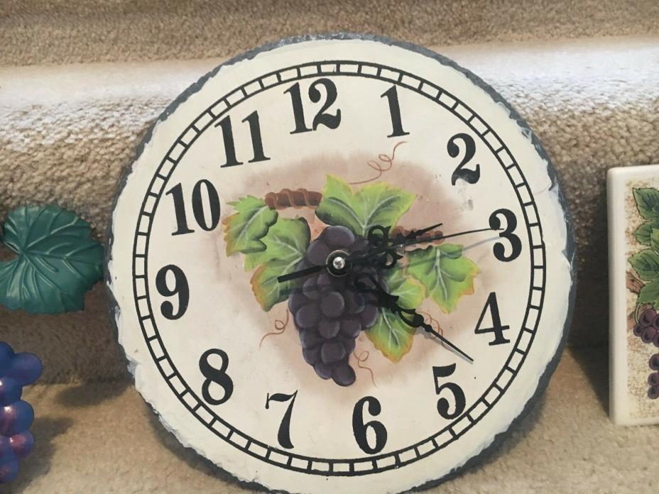 Grape vine slate clock