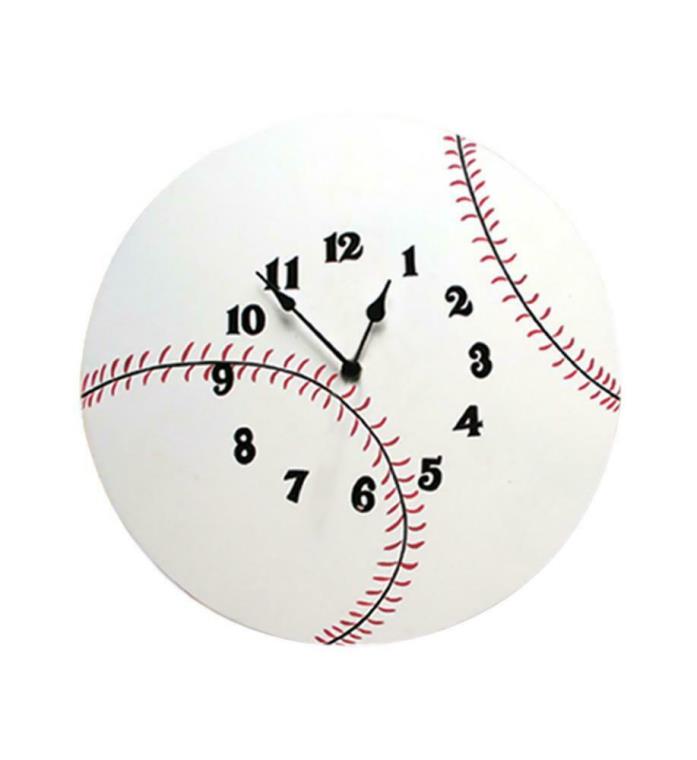 FREE S/H  Trend Lab Wall Clock Kids Room Family Room Mans Cave - Baseball