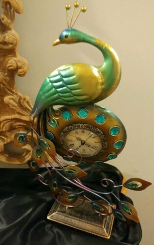 Peacock Clock Metal H.18