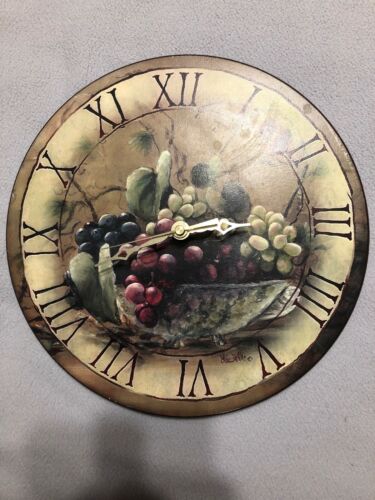11”  CLOCK WITH FRUIT GRAPES Large Wall Clock Home Décor Clock