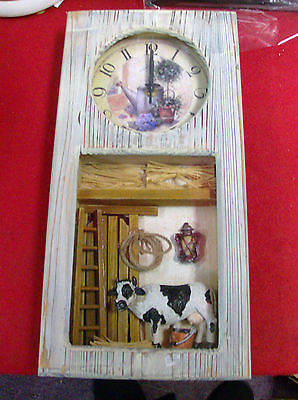 Wood Cow  Clock  ( Quartz)  (New No Box)