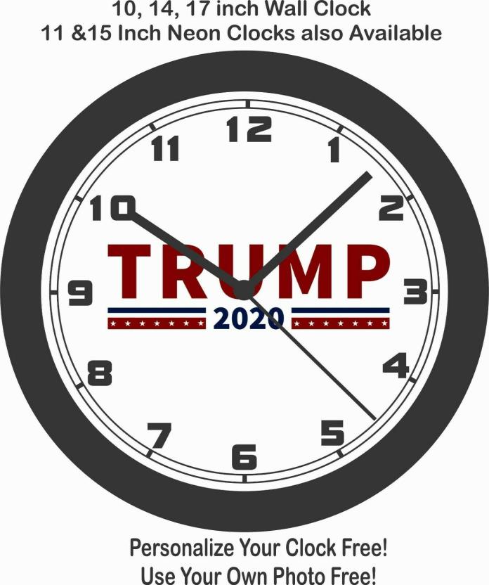 TRUMP 2020 PRESIDENT WALL CLOCK-CHOOSE 1 OF 2-REPUBLICAN, DEMOCRAT-FREE USA SHIP