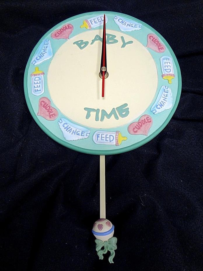 BABY CLOCK~BABY TIME: Cuddle-Change-Feed with Rattle Pendulum #74015~NEW in BOX