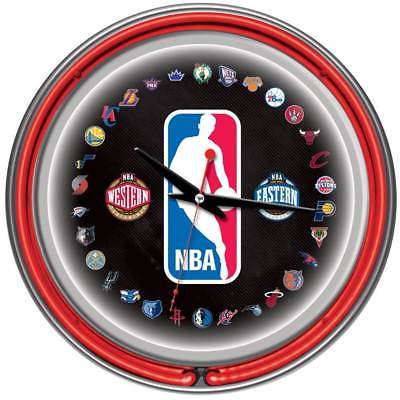 NBA Logo 30 Team Chrome Double Ring Neon Clock [ID 127824]
