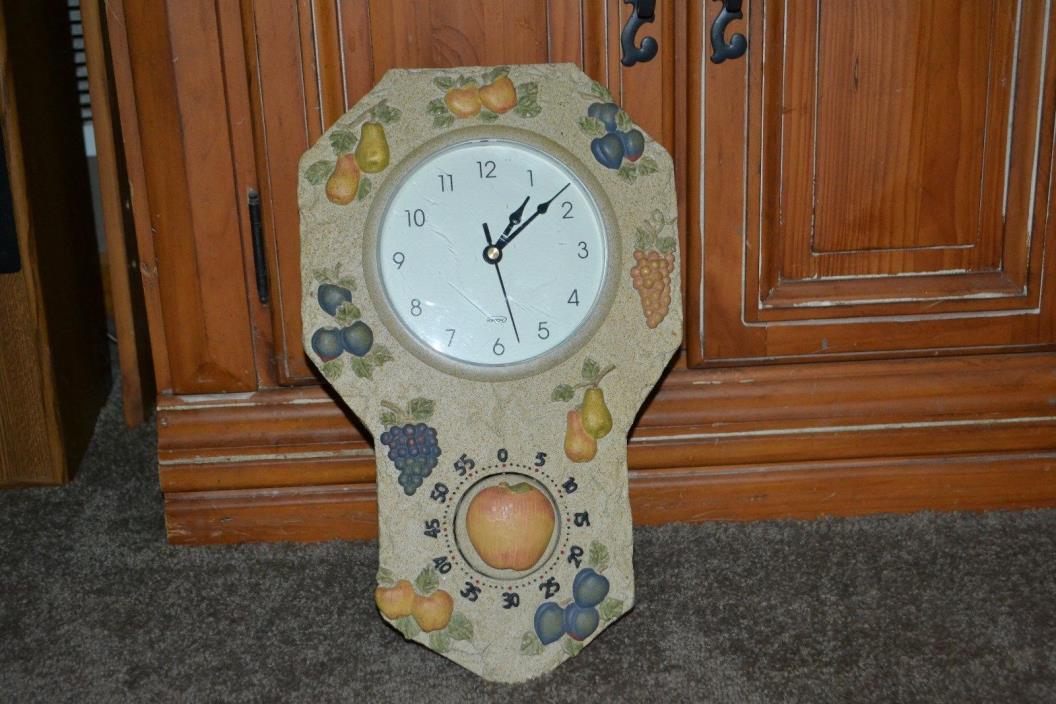 HTF KIRCH Industries Resin 3D Farm Fruit Wall Clock & 60 Min Timer WORKS in VGC