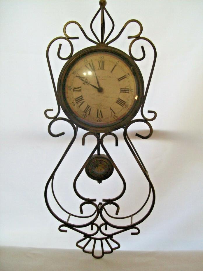 Sterling & Noble Pendulum Quartz Wall Clock Metal  Bronze Finish Antique Style
