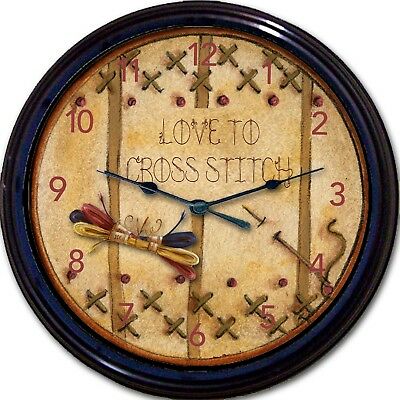 Cross Stitch Sewing Needle Thread Love Cross Stitching Wall Clock New 10