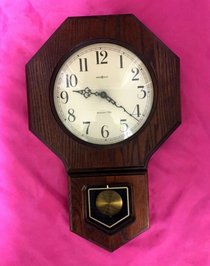 HOWARD MILLER Vintage Quartz Wall Clock WESTMINSTER Chime, Pendulum, Oak Frame