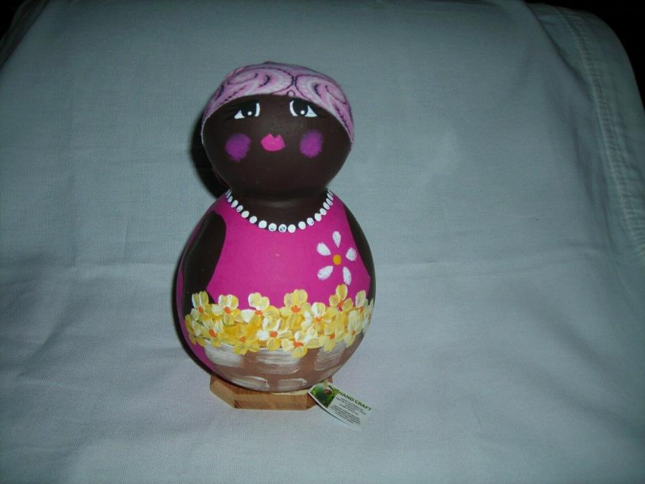 Rare Hand Painted Calabash tree Gourd Crescentia Cujete made Dominican Republic