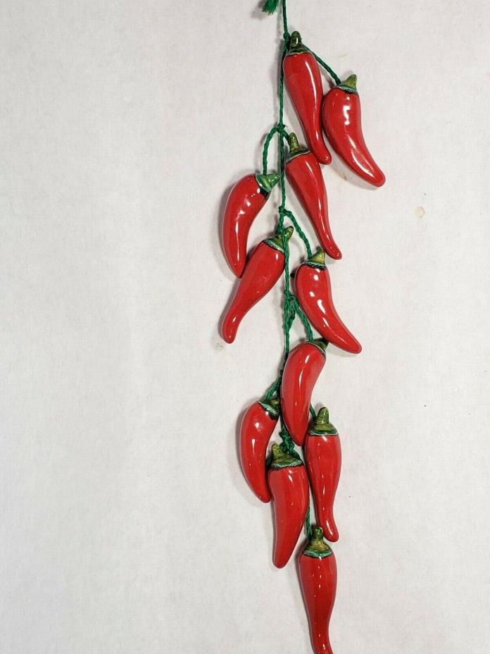 Ceramic Chili Peppers Italian Hanging Deli Restaurant Kitchen Decor Red Peppers