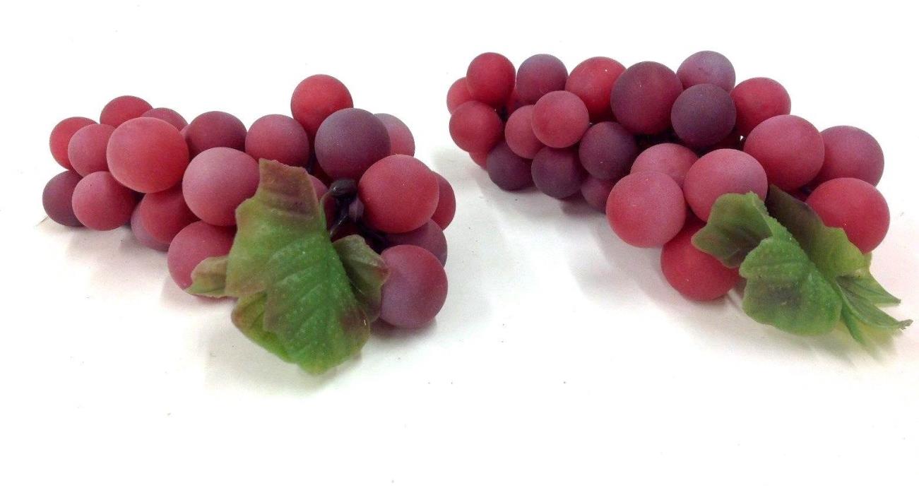 PVC Grape Clusters~2 per Order~Frosted Red Tone Color~Artificial~5 1/2